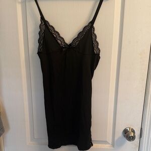 Black Lace Trim Nightgown